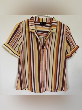 OLM Women's Striped Button-Down Shirt in Multi-Color